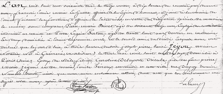 Acte de décès de Joseph Jegou