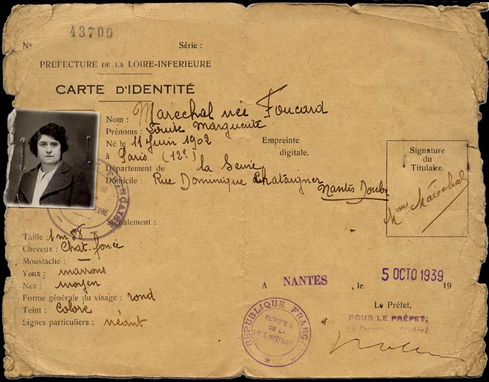 Carte d'identité de Louise Marguerite Foucard - émise en 1939