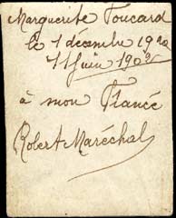 Petit mot doux de Marguerite à son fiancé Robert