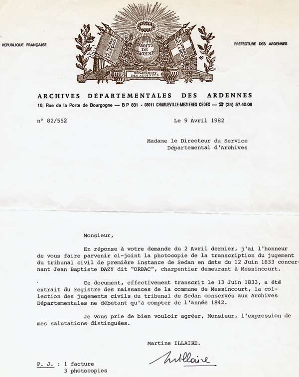 Transcription de jugement Dazy