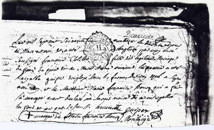 Acte de baptême de Françoise Dequeu