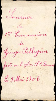 Souvenir de communion du 9 mai 1906